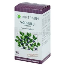 Черники побеги побеги, 75 г, пачка, с внутр. пакетом, № 1; ЗАО "Лектравы"