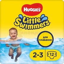 ПОДГУЗНИКИ-ТРУСИКИ ДЛЯ КУПАНИЯ ДЕТСКИЕ ГИГИЕНИЧЕСКИЕ HUGGIES LITTLE SWIMMER 2-3 (3-8 кг), № 12; Kimberly-Clark