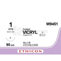 ВИКРИЛ рапид (полиглактин 910) 1 (w9451), фиолетов., 90 см, игла колющая 48 мм, № 1; Ethicon, Inc