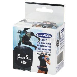 БИНТ МЕДИЧНИЙ ЕЛАСТИЧНИЙ СТРІЧКОВИЙ МАЛОЇ РОЗТЯЖНОСТІ (BANDAGE ELASTIC TAPE SMALL TENSILITY)