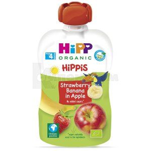 Хіпп Хіппіс фруктове пюре яблуко-полуниця-банан (Hipp Hippis fruit puree apple-strawberry-banana)