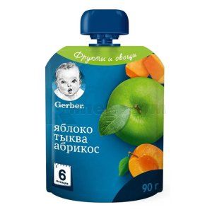 Гербер пюре яблуко, гарбуз, абрикос (Gerber puree apple, pumpkin, appricot)