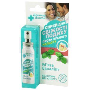 Спрей для свіжості дихання м'ята + евкаліпт Доктор Біокон (Spray for fresh breath mint + eucalyptus Doctor Biocon)