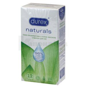 ПРЕЗЕРВАТИВИ ЛАТЕКСНІ З ГЕЛЕМ-ЗМАЗКОЮ DUREX® NATURALS (ТОНКІ)