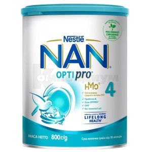 Смесь молочная сухая Nan<sup>&reg;</sup> 4 Optipro<sup>&reg;</sup> для детей с 18 месяцев (Dry milk mixture Nan<sup>&reg;</sup> 4 Optipro<sup>&reg;</sup>for children from 18 months )