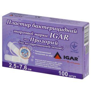 ПЛАСТЫРЬ БАКТЕРИЦИДНЫЙ торговой марки IGAR тип ПРОЗРАЧНЫЙ (на полиуретановой основе)