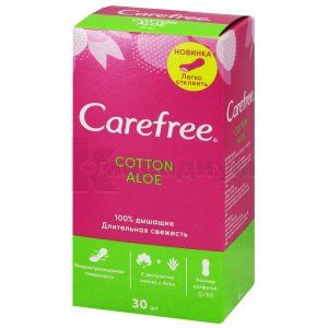 Прокладки гигиенические Кефри с экстрактом хлопка и алоэ (Hygienic pads Carefree with cotton and aloe extract)