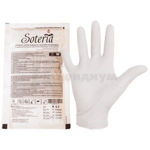 ПЕРЧАТКИ ХИРУРГИЧЕСКИЕ ЛАТЕКСНЫЕ ПРИПУДРЕННЫЕ "SOTERIA®" СТЕРИЛЬНЫЕ