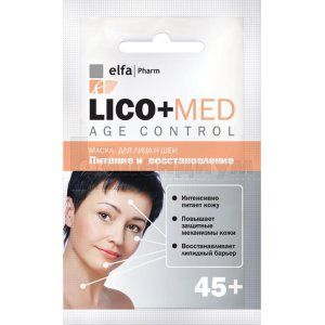 Маска для лица и шеи питание и восстановление Лико+мед (Mask for face and neck nutrition and recovery Lico+med)