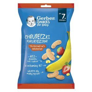 Gerber снеки кукурузные с клубникой и бананом для детей