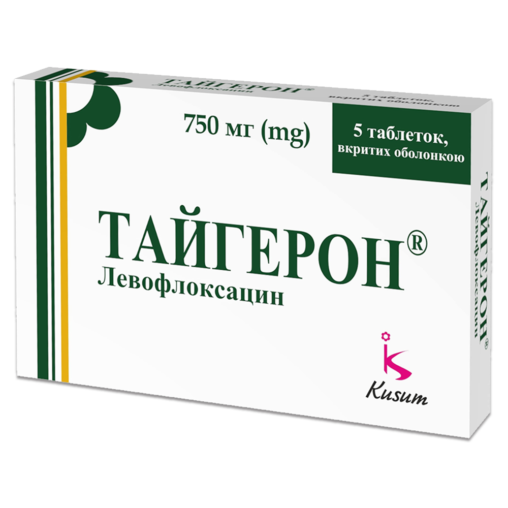 Тайгерон таблетки, вкриті оболонкою, 750 мг, блістер, № 5; Гледфарм