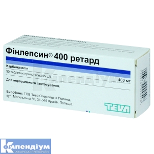 Фінлепсин® 400 ретард таблетки пролонгованої дії, 400 мг, блістер, № 50; Тева Україна