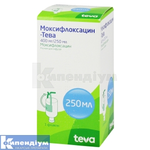 Моксифлоксацин-Тева розчин для інфузій, 400 мг, флакон, 250 мл, № 1; Тева Україна