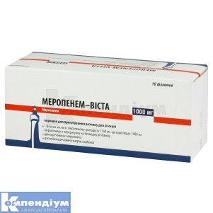 Меропенем-Віста порошок для розчину для ін'єкцій 1000 мг інструкція із застосування