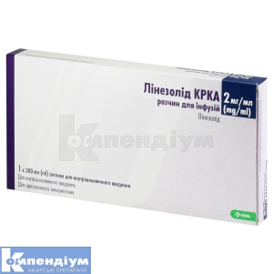 Лінезолід КРКА розчин для інфузій, 2 мг/мл, система для внутрішньовенного введення, 300 мл, пакет з фольги алюмінієвої, пакет з фольги алюм., № 1; КРКА