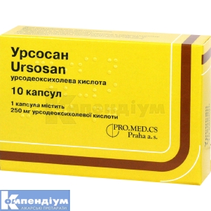 Урсосан® капсули, 250 мг, блістер, № 10; PRO.MED.CS Praha a.s.