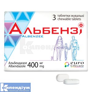 Альбензі таблетки жувальні, 400 мг, блістер, № 3; Euro Lifecare