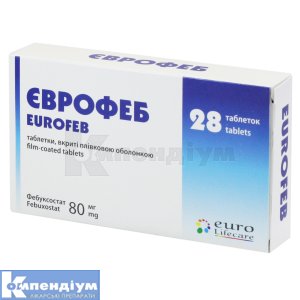 Єврофеб таблетки, вкриті плівковою оболонкою, 80 мг, блістер, № 28; Euro Lifecare