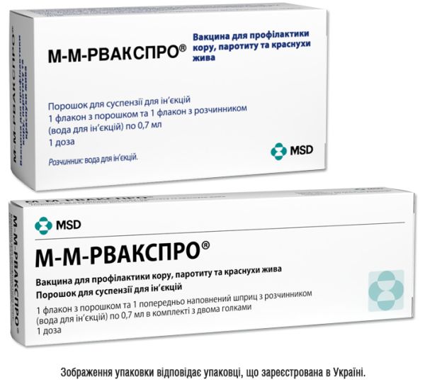 М-М-Рвакспро вакцина для профілактики кору, епідемічного паротиту та краснухи жива інструкція із застосування