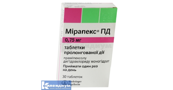 Мирапекс ПД таблетки пролонгированного действия 0,75 мг: инструкция .