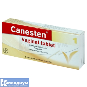Канестен® таблетки вагинальные, 500 мг, блистер, с аппликатором, с аппликатором, № 1; Bayer Consumer Care
