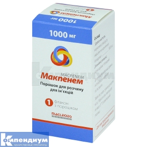 Макпенем порошок для раствора для инъекций, 1000 мг, флакон, № 1; Macleods Pharmaceuticals Ltd