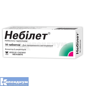 Небилет® таблетки, 5 мг, блистер, № 14; Menarini International Operations Luxemburg S.A.
