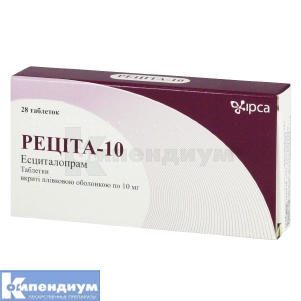 Рецита-10 таблетки, покрытые пленочной оболочкой, 10 мг, блистер, № 28; IPCA 