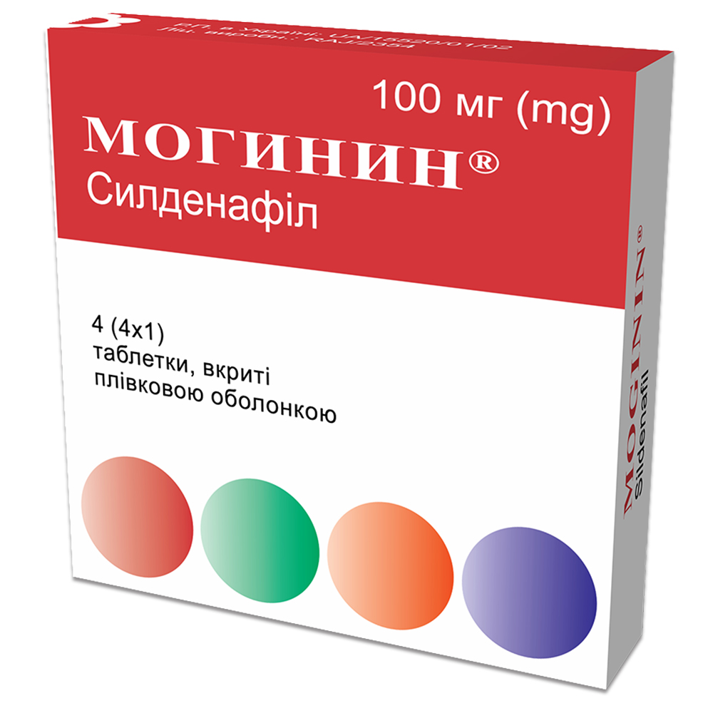 Могинин® таблетки, покрытые пленочной оболочкой, 100 мг, блистер, № 4; Гледфарм Лтд