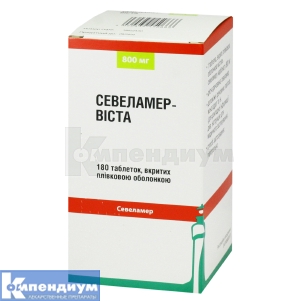 Севеламер-Виста таблетки, покрытые пленочной оболочкой, 800 мг, контейнер, № 180; Mistral Capital Management