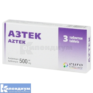 Азтек таблетки, покрытые пленочной оболочкой, 500 мг, блистер, № 3; Euro Lifecare