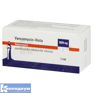 Ванкомицин-Виста лиофилизат для раствора для инфузий, 1000 мг, флакон, 20 мл, № 1; undefined