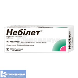 Небилет® таблетки, 5 мг, блистер, № 90; Menarini International Operations Luxemburg S.A.