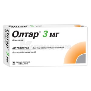 Олтар® 3 мг таблетки, 3 мг, блистер, в картонной коробке, в карт. коробке, № 30; Menarini International Operations Luxemburg S.A.