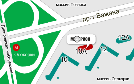 Карта проезда к офису компании «Морион»